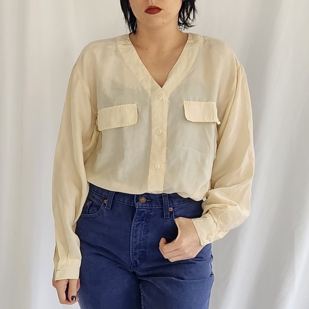 90s Cream Silk Blouse